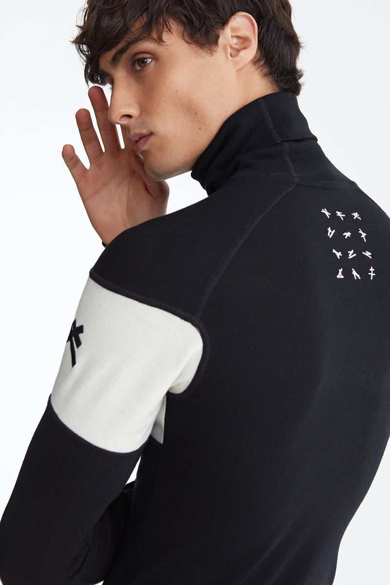 Men’s Villeroi Top with Gojira Wool Men’s Villeroi Top ski wear Merino Wool man back detail